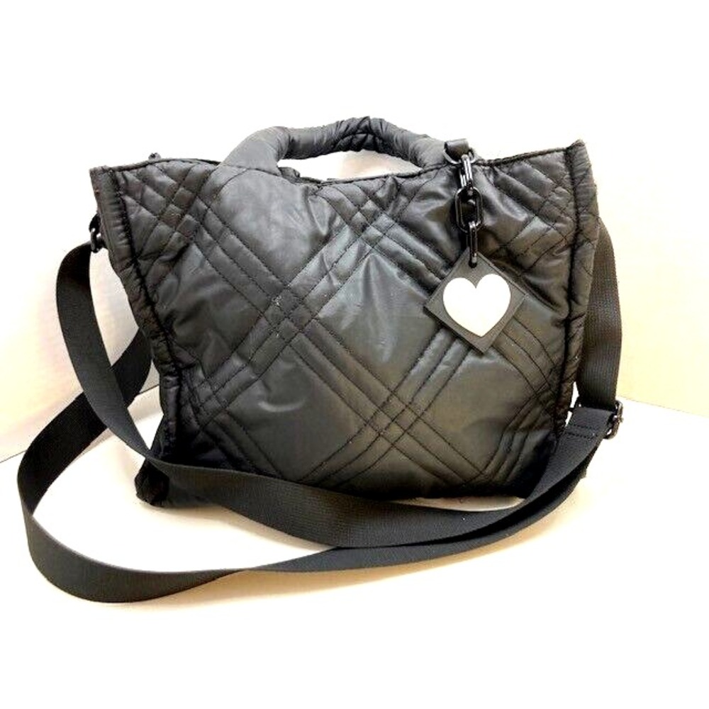 Black Out Love Nylon Puffer Tote Bag Purse